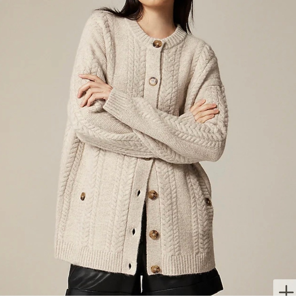 JCrew oversized wool-blend cardigan. New with tags. Size XS. Green. - Picture 4 of 5
